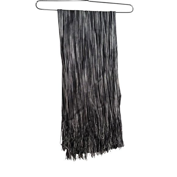 Maurices Fringe Scarf Black, White, and Gray Striped - 80” x 16” - Picture 1 of 6